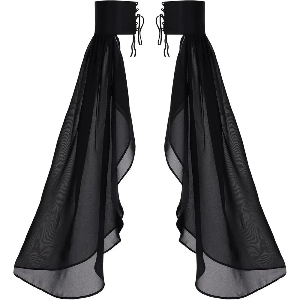 Women's Long Bell Chiffon Black Sleeves Gloves Halloween Accessories Costume